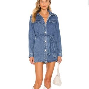 REVOLVE Blue Denim Shirt Dress with Belt